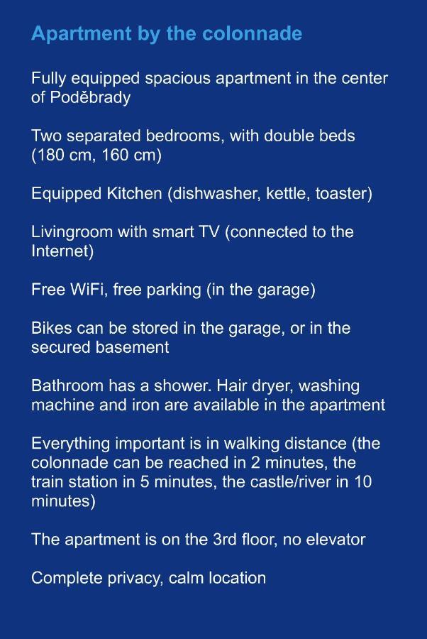 Apartman U Kolonady, Podiebrady Zewnętrze zdjęcie
